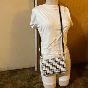 Steve Madden Black and White Patterned Crossbody Bag